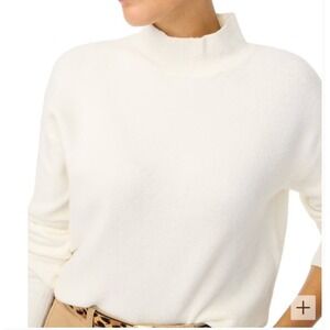 J.Crew Sweater Womens Medium Cream Mock Neck Extra Soft Yarn Merino Wool Alpaca